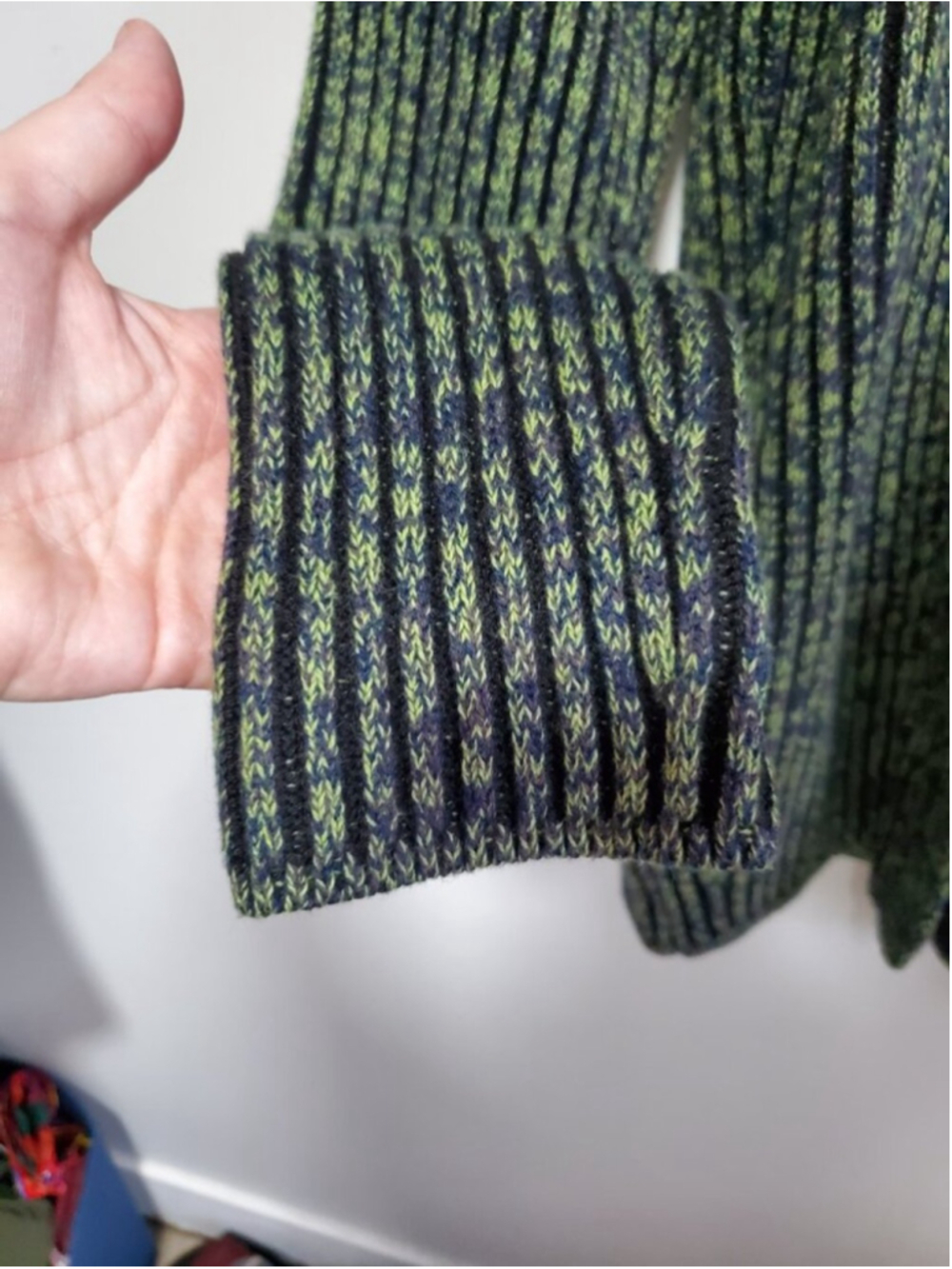 LULULEMON Cotton-Cashmere Blend Sweater Wrap Cardigan Green Sz 6 Ribbed Knit - Picture 4 of 10